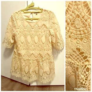 Lace Peplum 3/4 sleeve shirt